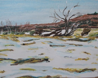 Original Painting, Oil Pastel Painting, Landscape Painting, Winter Painting, Impressionist Painting, Fournier, "Times Are Changing", 9.25x15