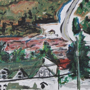 Oil Pastel Painting, Landscape Painting, Impressionist Painting, Abstract Painting, Pochade, Fournier, &quot;Series N.D.B. no.5-00&quot;, 9.5x13