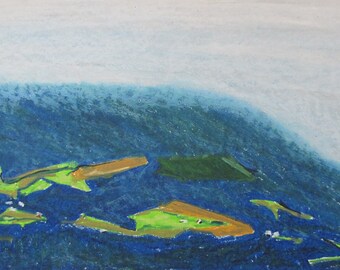 Original Painting, Oil Pastel Painting, Plein Air Painting, Landscape Painting, Fournier, "Mt St-Joseph in The Clouds", 12.5x22