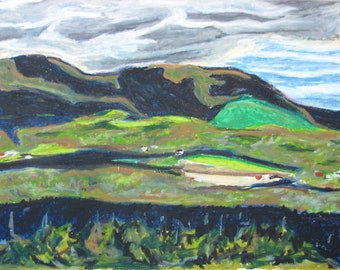 Landscape Painting, Original Painting, Oil Pastel Painting, Impressionist Painting, Fournier, "Mont St-Joseph In Leopard", 12.5x16