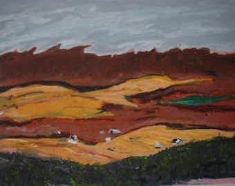 Pintura de paisaje, Pintura al óleo al pastel, Pintura al aire libre, Pintura impresionista, Pintura de otoño, Fournier, "Cover On Mont St Joseph,12x16