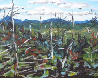 Original Painting, Oil Pastel Painting, Plein Air Painting, Forest Painting, National Park Painting, Fournier, "At The Summit", 10x13