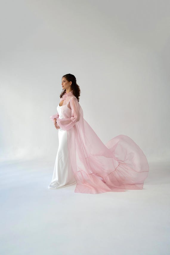 pink maternity dress with cape Dusty Pink Maternity Photoshoot Dress Tulle Rose Cape Mermaid Maternity Baby Shower Gown YW250074