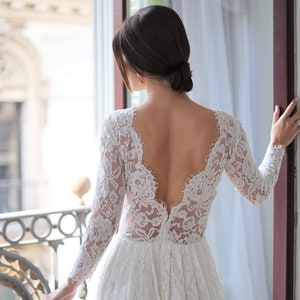 Backless Midi Wedding Dress. Lace Short Wedding Dress. Civil Ceremony ...