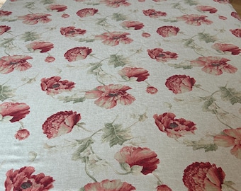 Vintage 58x76 Fall Floral Tablecloth – Poppies Cotton  - Imperfect Condition