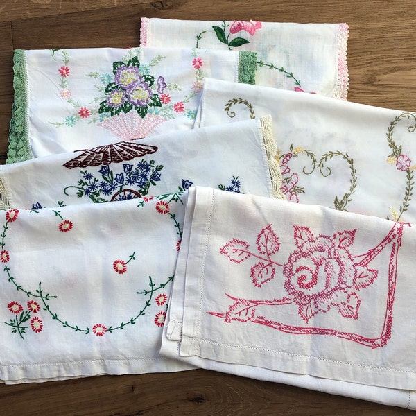 Vintage Embroidered Table Runners / Mantle Scarfs  - Multiple  Designs to Choose From - Free Shipping