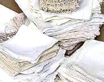Vintage Linen Napkin Set - Hemstitched, Lace, Embroidered - Choose Your Set