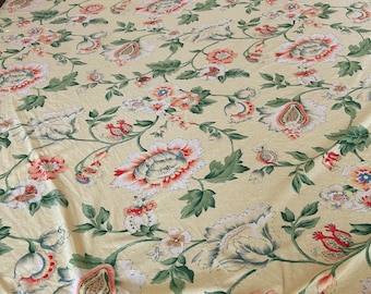 Vintage 62x80 April Cornell Classic Floral Tablecloth- Yellow Floral - Imperfect Condition
