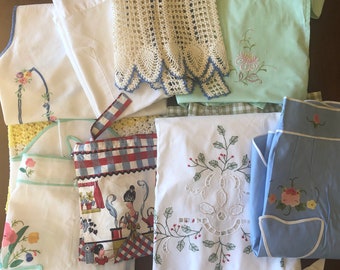 Vintage Aprons - Embroidered, Lace, Crocheted, Hand Made - From the 1950s to 1980s - Multiple to Choose From