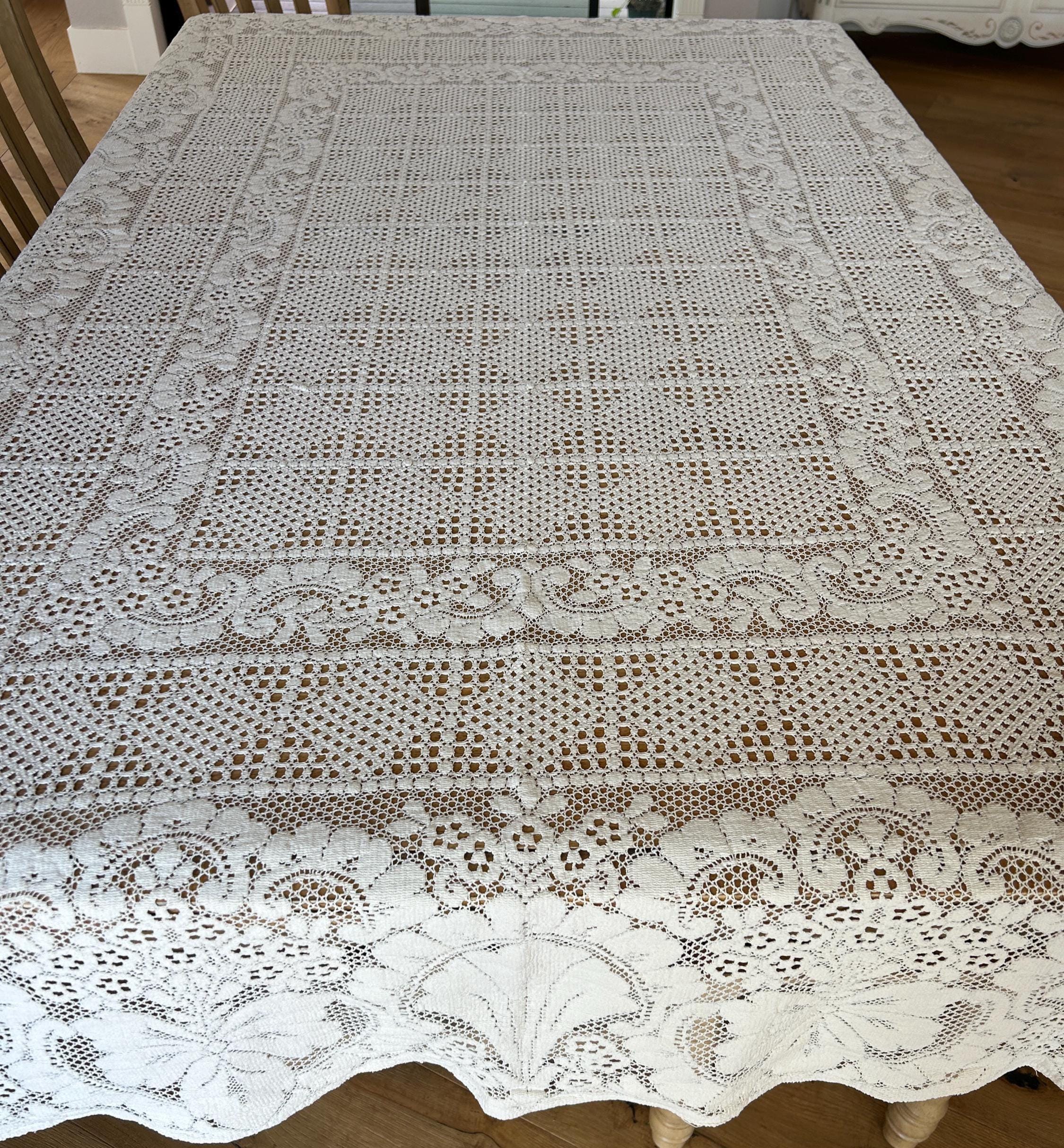 ヴィンテージ　クエーカーレース テーブルクロス（特大） Quaker lace tablecloth - Etsy 日本