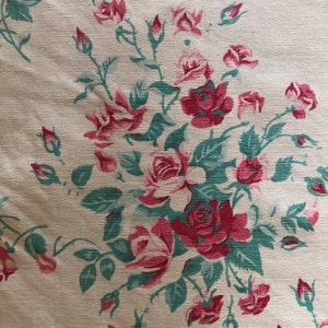 Vintage 1950 Printed Cotton Floral Square Tablecloth - 50 Square - Floral Print - Imperfect Condition
