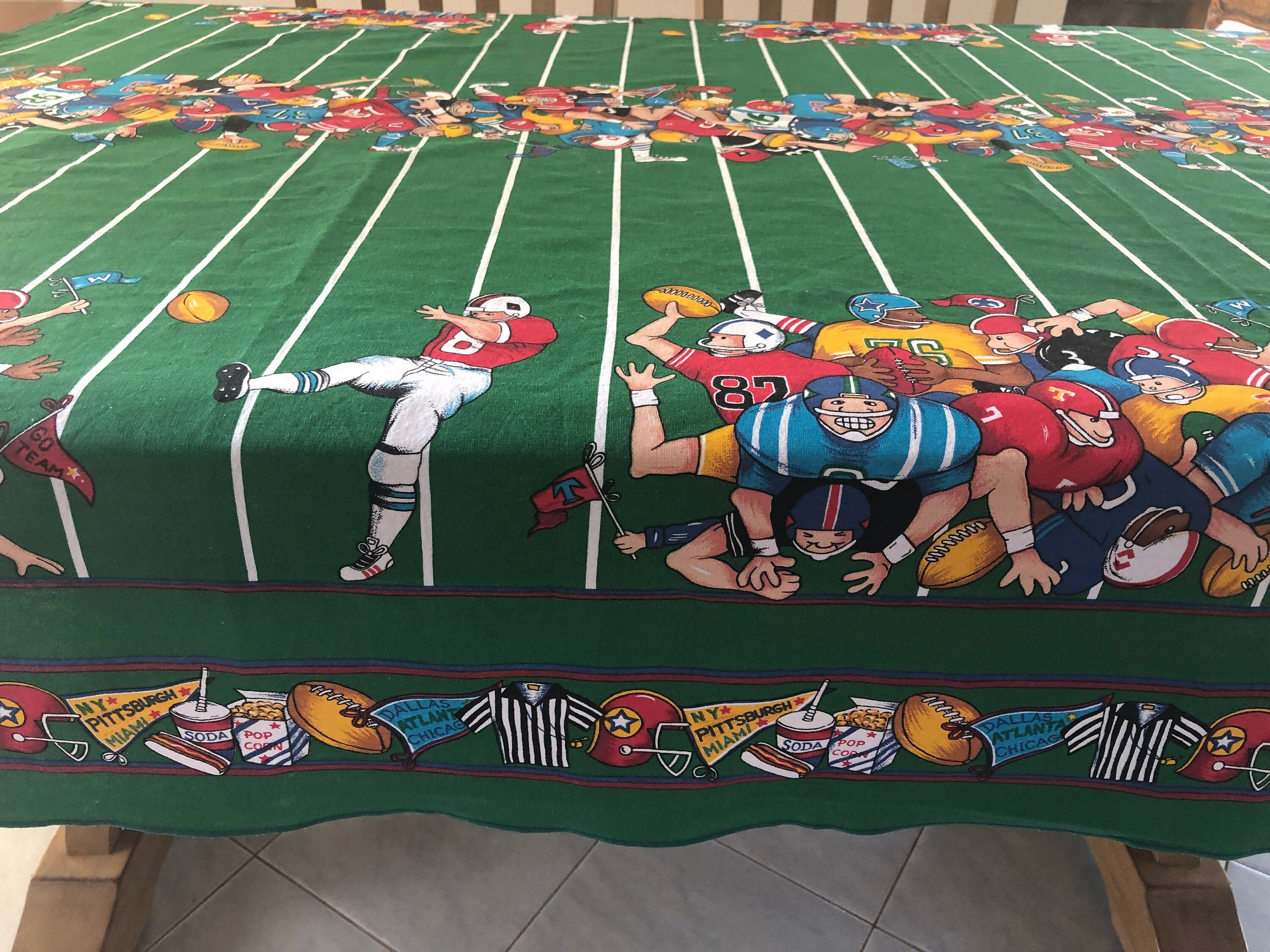 Vintage Rectangular Football Tablecloth Printed Cotton Etsy UK