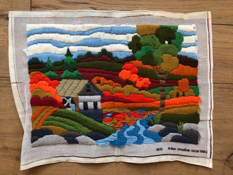 Vintage Completed Needlework Canvas's Suitable for Framing Etsy
