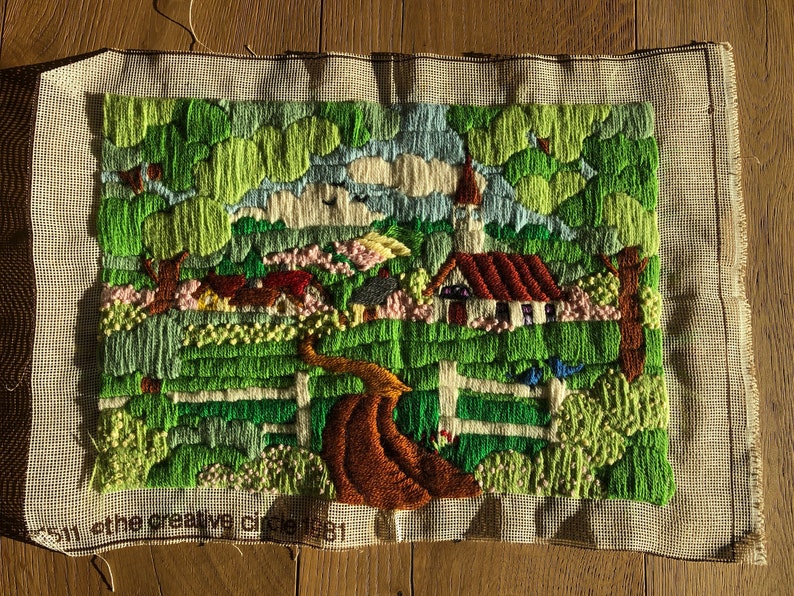 Vintage Completed Needlework Canvas's Suitable for Framing Etsy