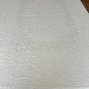 Vintage 52x70 1950 Rectangular Pure White Floral Damask Tablecloth -  Great for all Season - Vintage Design