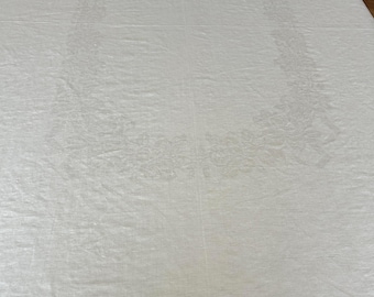 Vintage 52x70 1950 Rectangular Pure White Floral Damask Tablecloth -  Great for all Season - Vintage Design
