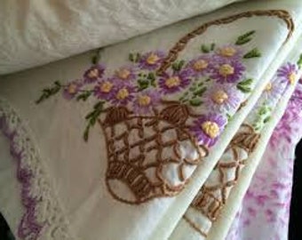 Vintage Pillow Case Sets - Multiple designs to choose from - Printed Cotton, Embroidered, Retro, Shams - All are Sets of 2