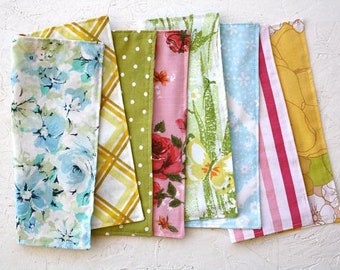 Vintage Sets of 12 or 20 Cloth Napkins - Multiple Sets to choose from!  - Solid, Printed, Embroidered - Eco Friendly