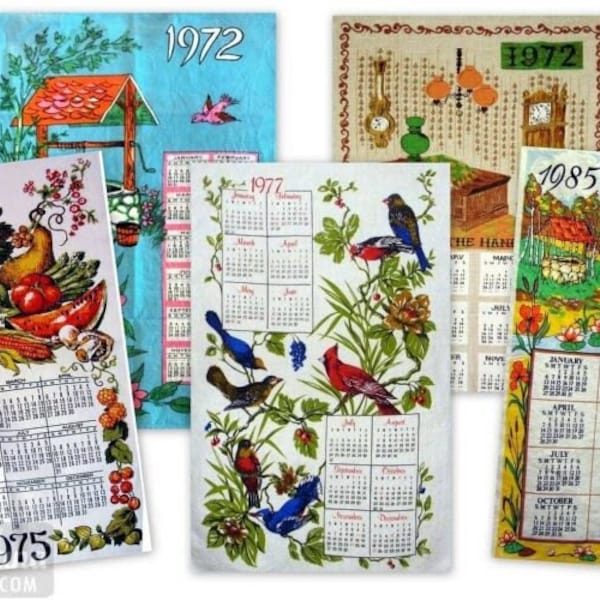 Vintage Calendar Wall Hanging or Tea Towel - Multiple years to choose from!