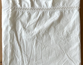 Vintage Pure White Cotton Sheet - 80X92 - Crocheted / Trim on Top Edge