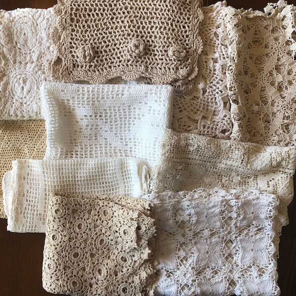 Vintage Crocheted Table Runners or Mantle Scarf - Multiple to Choose From - White, Beige and Colored - All Vintage
