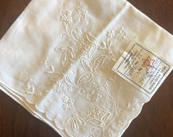 Fazzoletto da sposa vintage in puro cotone bianco - Prodotto a Madeira - Ancora con etichette - Adorabile