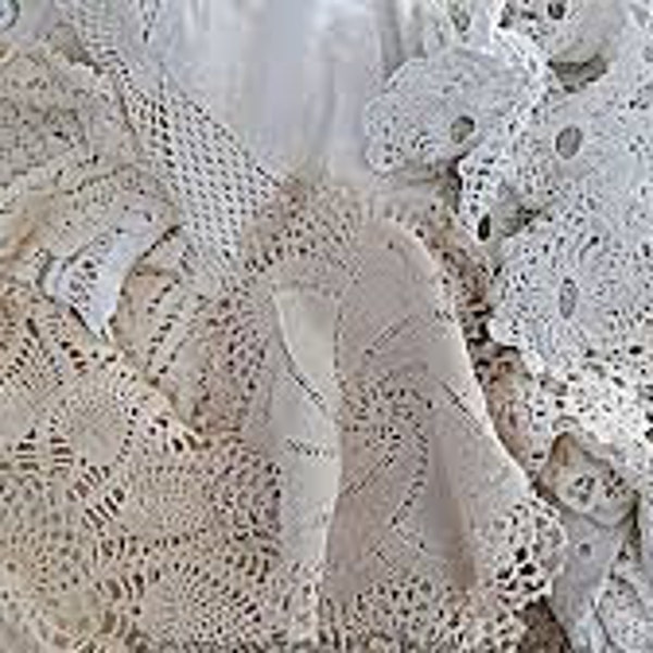 Doilies Doilies and More Doilies - Multiple Lots of Doilies - White - Beige - Linen and Lace - Free Shipping!