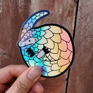 3" Holographic Peri the Pangolin Vinyl Stickers