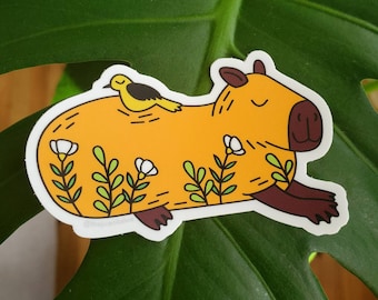 3" Sleepy Capybara Vinyl Stickers
