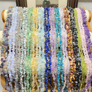 32&#39;&#39; Natural Gemstone Chip Beads, Nuggets Crystal Beads, Mix Uncut Beads, Diy Beads, Healing Energy Loose Beads For Jewelry Making