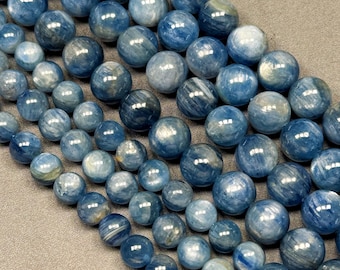 Natural Blue Kyanite Round Beads for Jewelry Making Supplies (4mm-10mm)