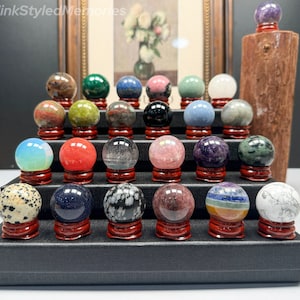 Natural Gemstone Sphere: Healing Crystal Decor (30-35mm)