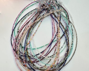 Handmade Faceted Crystal Bead Necklace: Stainless Steel Healing Choker