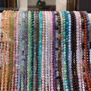 2mm/3mm/4mm Crystal Round Beads, Natural Gemstone Smooth Beads for Jewelry Making, Amethyst/Fluorite/Rose Quartz More Choose Loose Beads