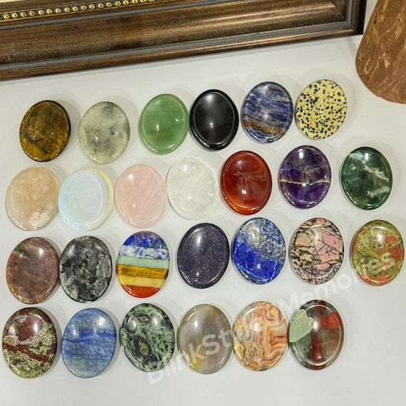 Natural Gemstone Worry Stone: Chakra Balancing Palm Stone