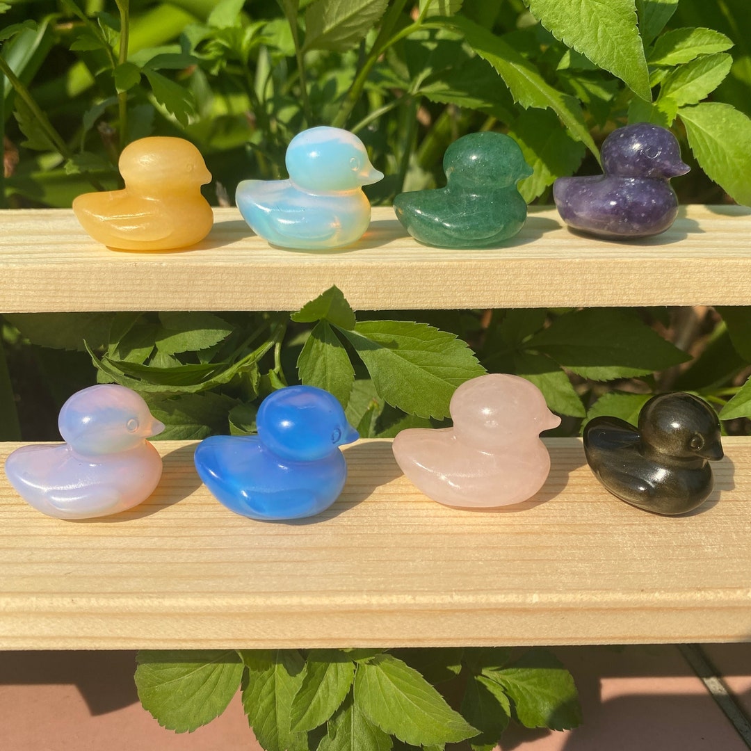 Cute Mini Crystal Duck, Handcarved Little Duck Decor, Crystal Pet
