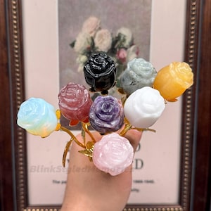 Handmade Crystal Rose Flower, Crystal Jewelry, Elegant Home Decor Wedding Gift, Anniversary Keepsake for Her, Girlfriend Gift, Mom&#39;s Gift