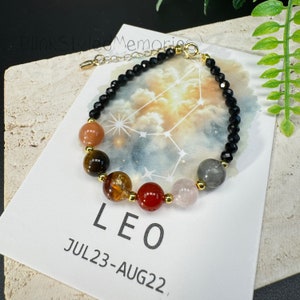 Leo Crystal Beads Bracelet, Astrological Jewelry, Constellation Bracelet, Leo Birthstone Bracelet, Gift For Her