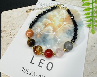Leo Crystal Beads Bracelet, Astrological Jewelry, Constellation Bracelet, Leo Birthstone Bracelet, Gift For Her