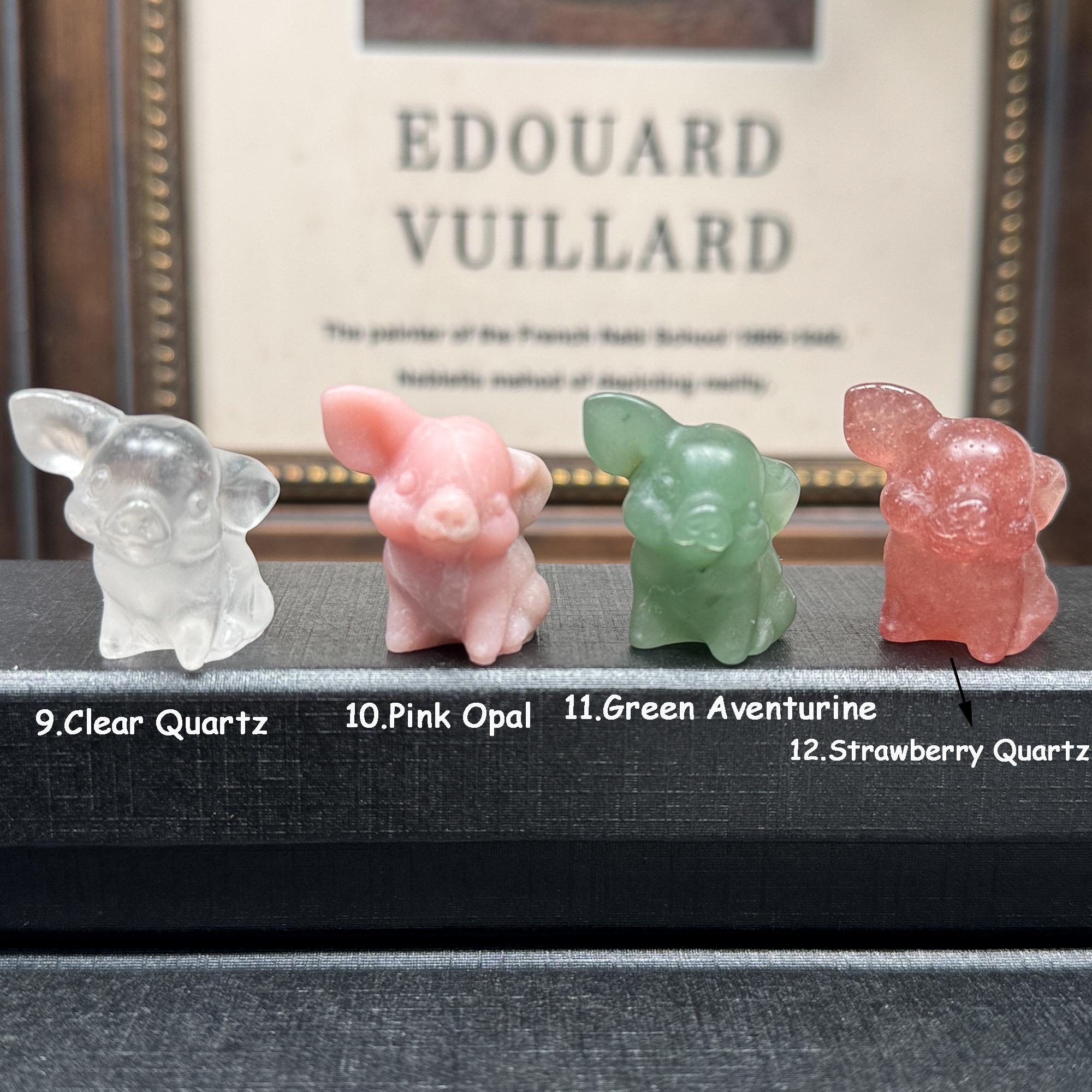 天然水晶の豚の置物：手彫りの宝石動物装飾 - Etsy 日本