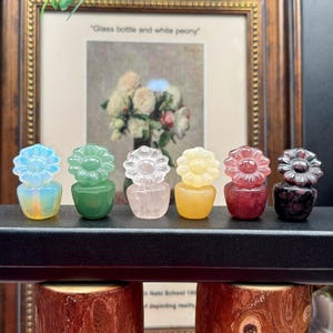 Crystal Sunflower Carving: Opalite, Aventurine, Rose Quartz - Reiki Stone