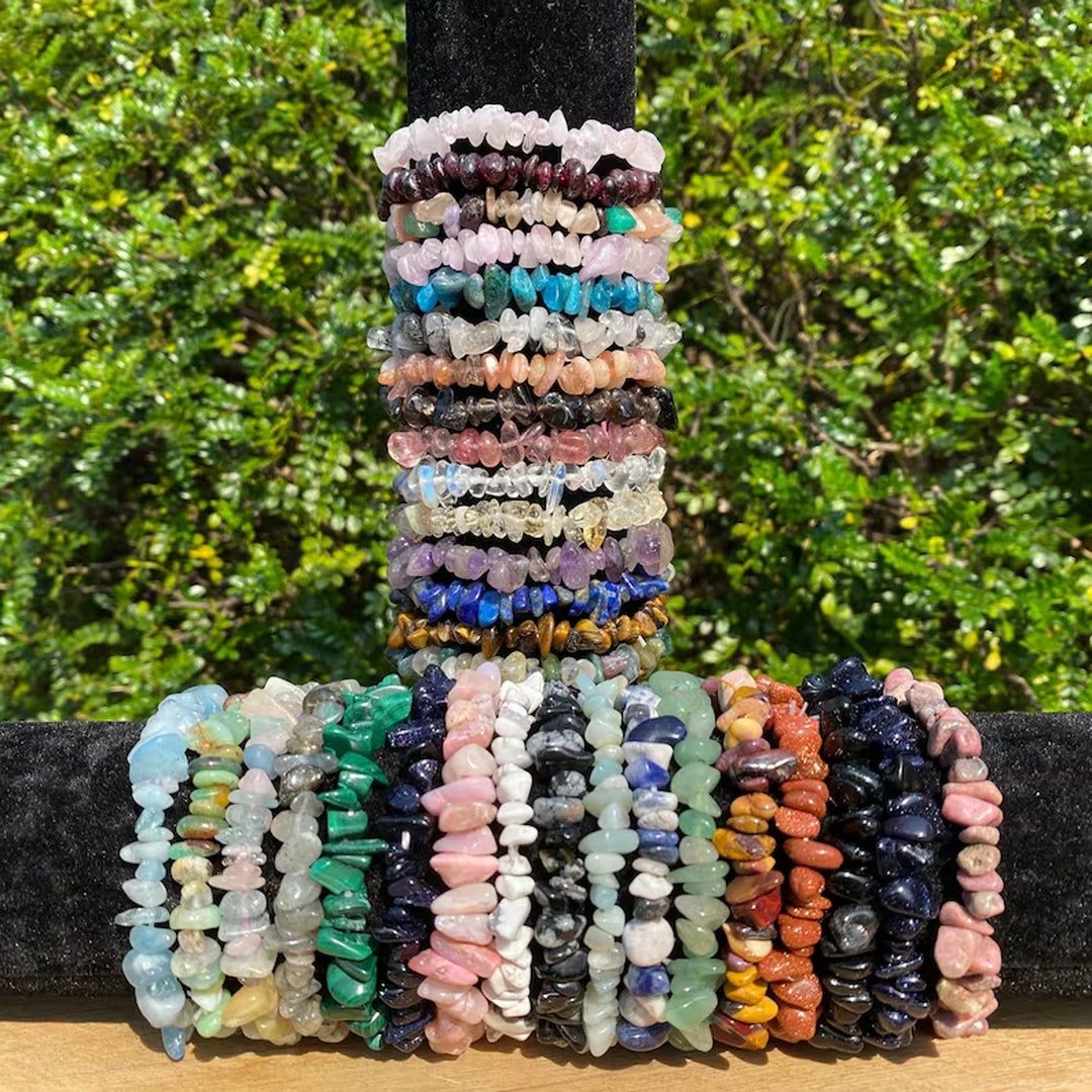 37 Kinds of Crystal Chip Bracelet Chip Bracelet Gemstone Etsy
