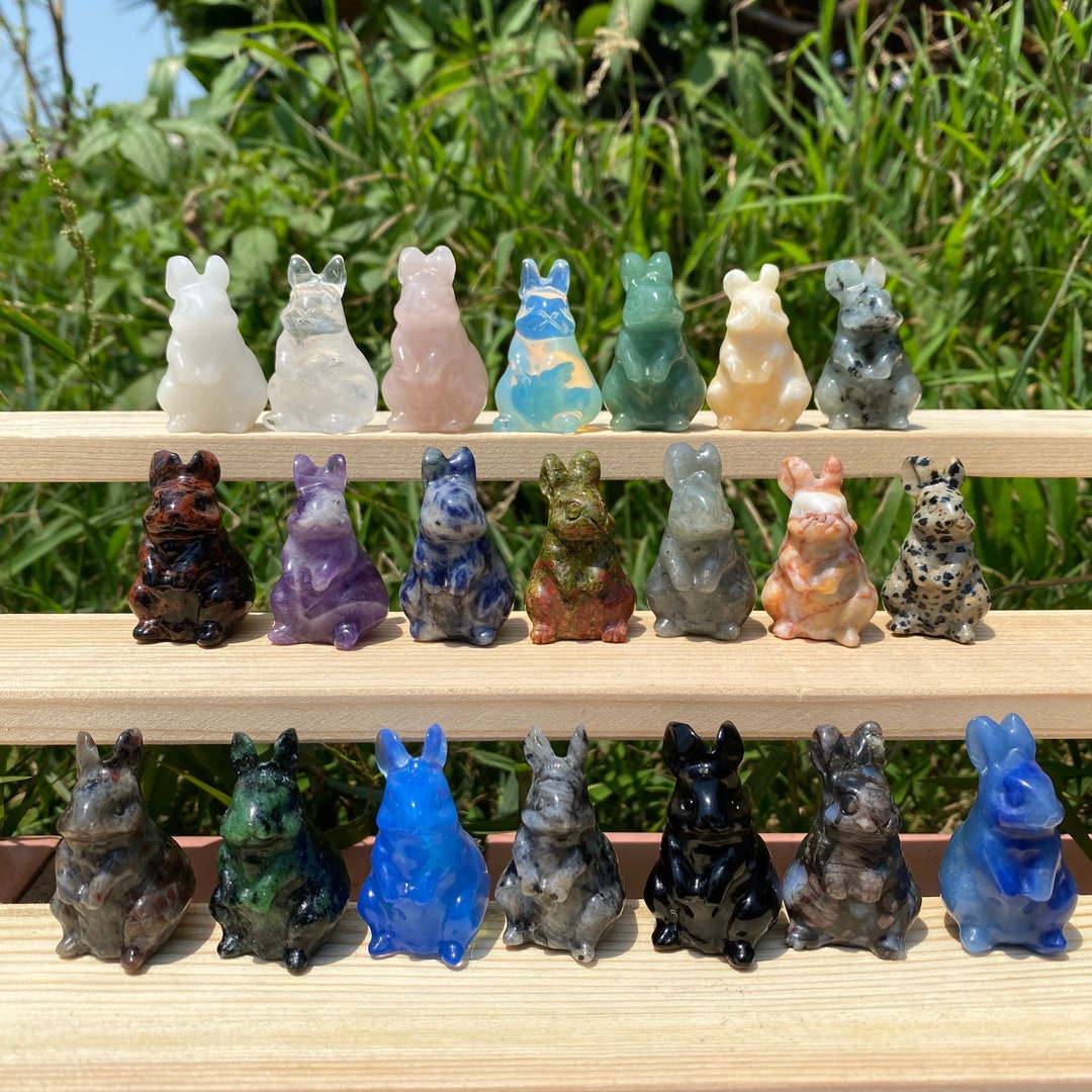 Crystal Rabbit Carving: 1.5'' Gemstone Animal Figurine - Etsy