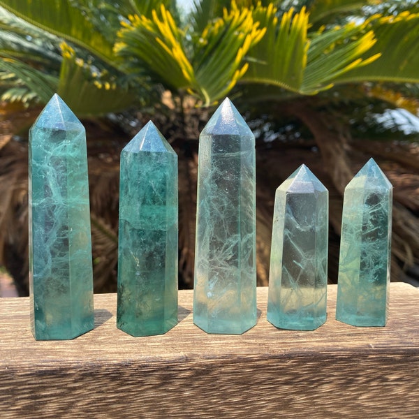 Green Fluorite Crystal Tower, Healing Crystal Obelisk, Crystal Specimen