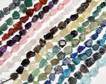 Crystal Nugget Beads, Gemstone Rough Freeform Beads, Drilled Stone Chunky Beads For Jelwelry Making, Full 15.5inches Strand