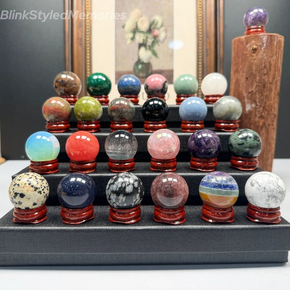 Natural Gemstone Sphere: Healing Crystal Decor (30-35mm) - Etsy