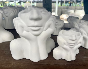 Cement Female Bust Head Planter