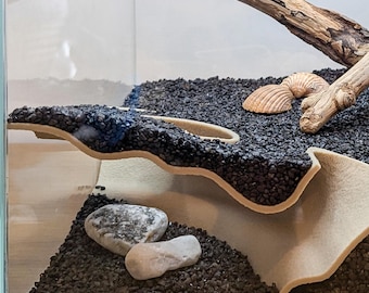 Aquarium Cave for Shrimp, Betta, Corydoras & Pleco - Natural Corner Tunnel Hide, Fish Tank Breeding Shelter, Aquascape Decor
