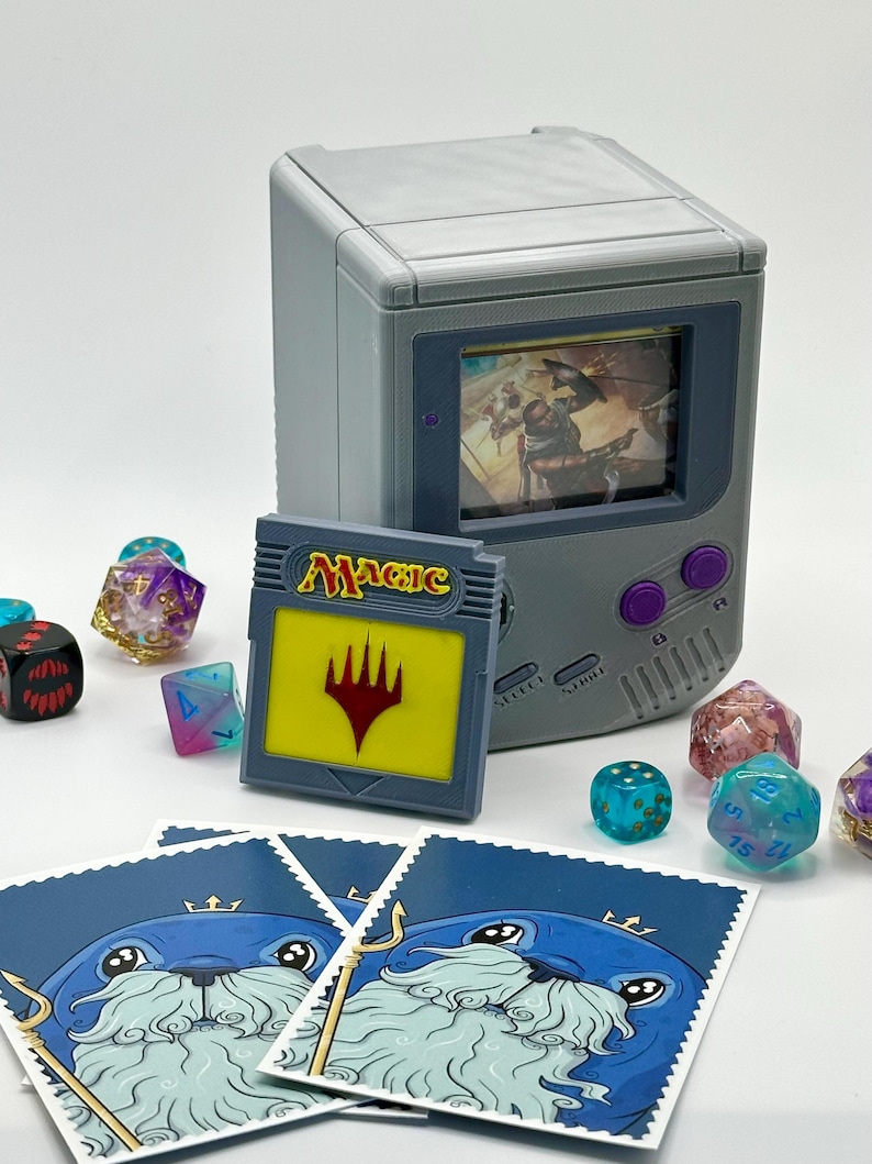 Gameboy Style Deck Box for Commander / EDH Magic the Gathering (Magnetized Lock) - Fits 100 + Single Sleeved Cards image 1