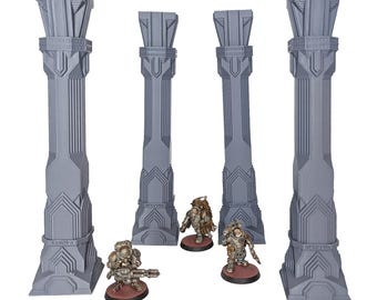 Ruined Pillars Terrain Set – 4x 190mm Stone Columns for 28/32mm Miniatures | DnD RPG Scatter Scenery | Fantasy tabletop terrain